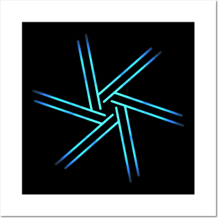 Neon blue geometric design Posters and Art